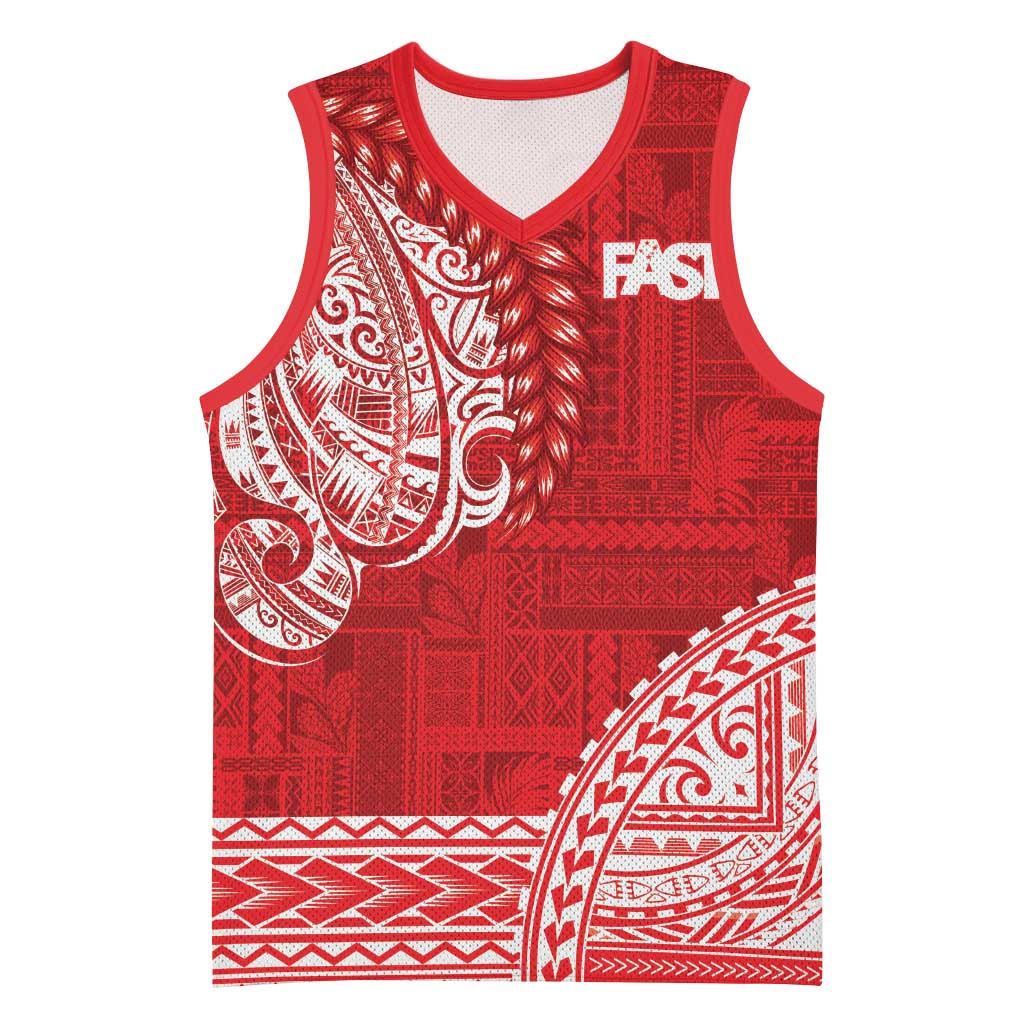 Samoa FAST Basketball Jersey Samoan Motif Patterns LT9 Unisex Red - Polynesian Pride