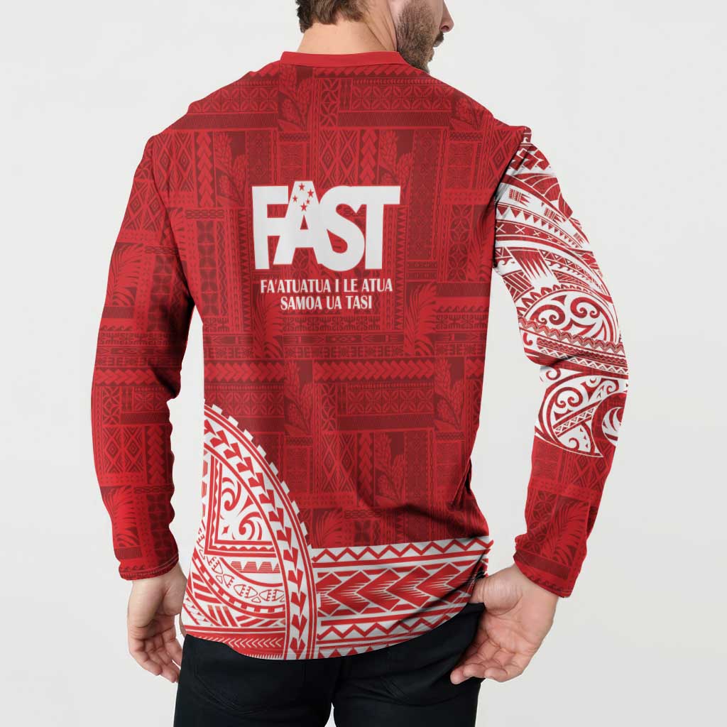 Samoa FAST Button Sweatshirt Samoan Motif Patterns LT9 - Polynesian Pride