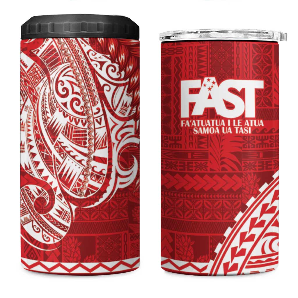 Samoa FAST 4 in 1 Can Cooler Tumbler Samoan Motif Patterns LT9 One Size: 16 oz Red - Polynesian Pride
