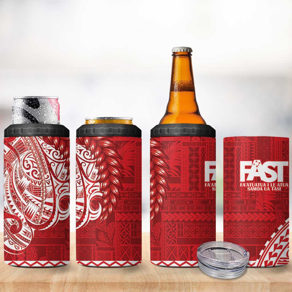 Samoa FAST 4 in 1 Can Cooler Tumbler Samoan Motif Patterns LT9 - Polynesian Pride
