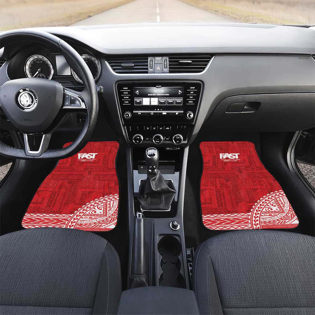 Samoa FAST Car Mats Samoan Motif Patterns LT9 Set 2pcs - Front Red - Polynesian Pride