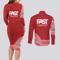 Samoa FAST Couples Matching Long Sleeve Bodycon Dress and Long Sleeve Button Shirt Samoan Motif Patterns LT9 - Polynesian Pride