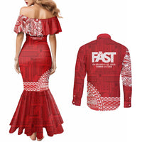 Samoa FAST Couples Matching Mermaid Dress and Long Sleeve Button Shirt Samoan Motif Patterns LT9 - Polynesian Pride