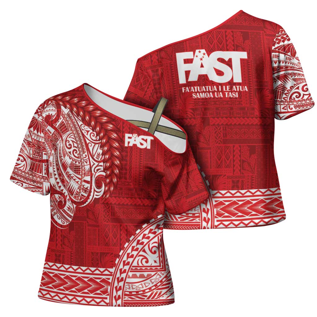 Samoa FAST Cross Shoulder Shirt Samoan Motif Patterns LT9 - Polynesian Pride