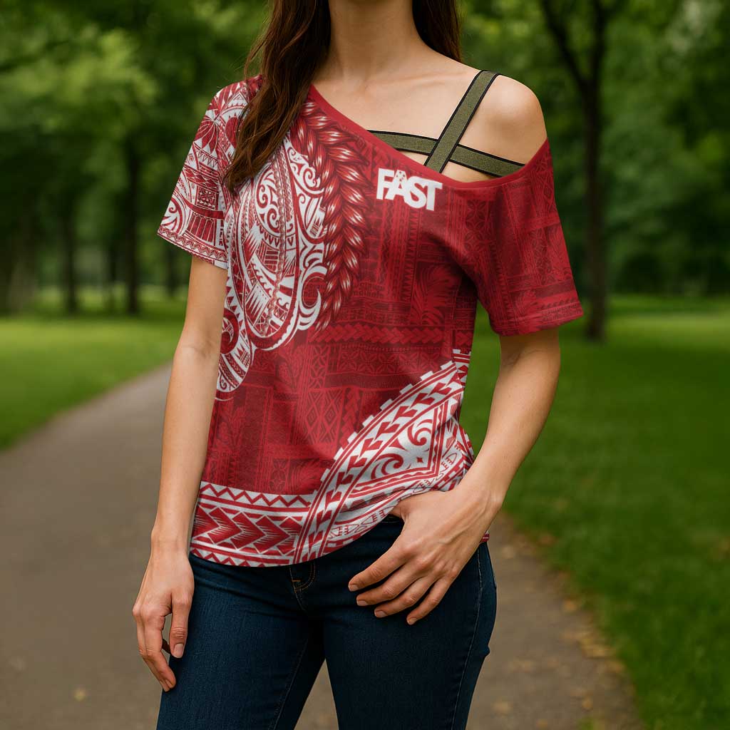 Samoa FAST Cross Shoulder Shirt Samoan Motif Patterns LT9 - Polynesian Pride