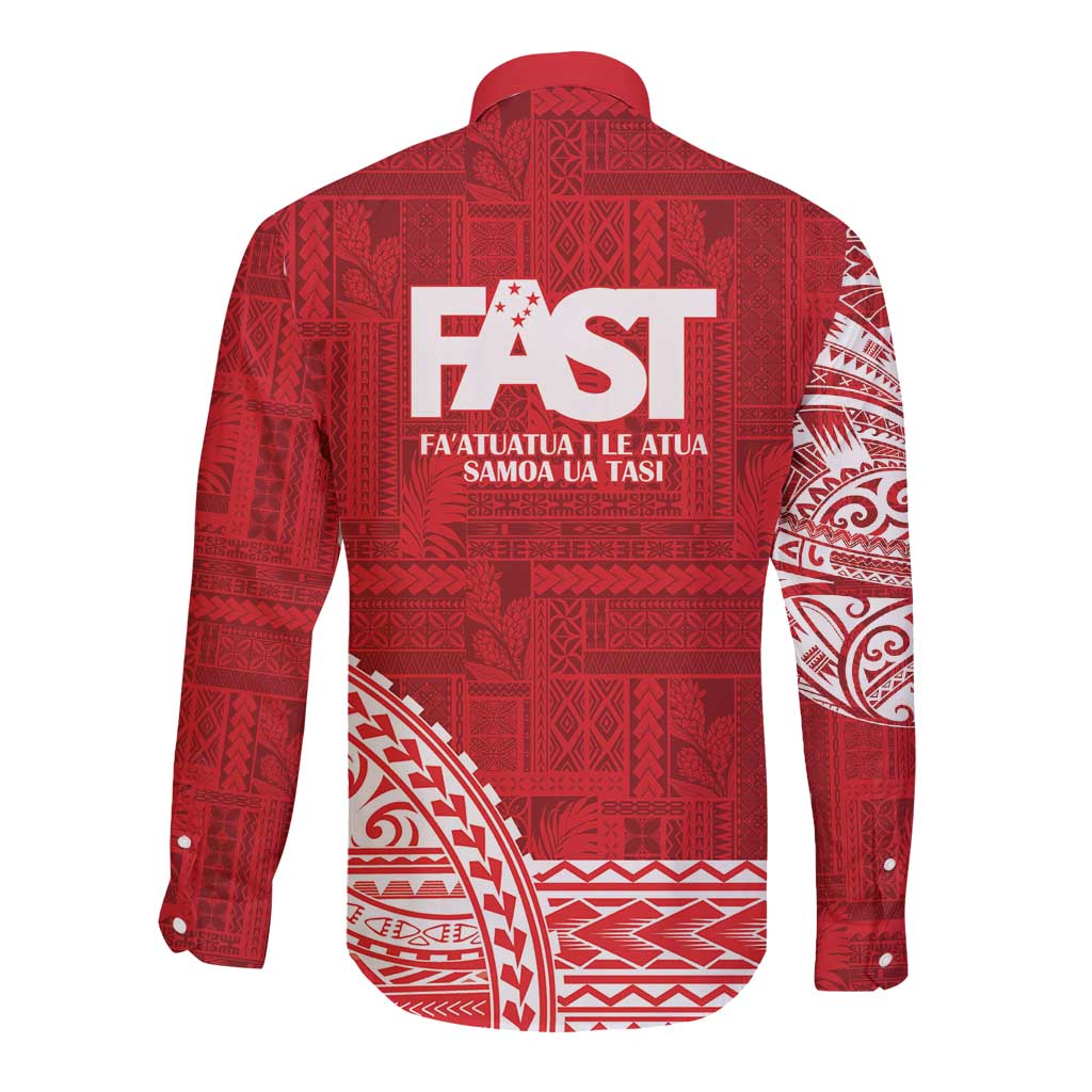 Samoa FAST Long Sleeve Button Shirt Samoan Motif Patterns LT9 - Polynesian Pride