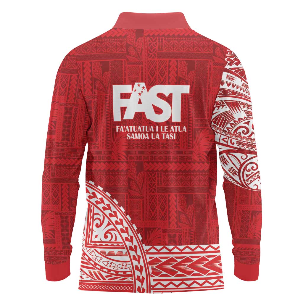 Samoa FAST Long Sleeve Polo Shirt Samoan Motif Patterns LT9 - Polynesian Pride