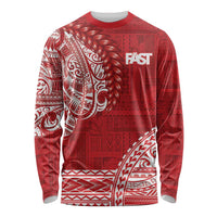 Samoa FAST Long Sleeve Shirt Samoan Motif Patterns LT9 Unisex Red - Polynesian Pride
