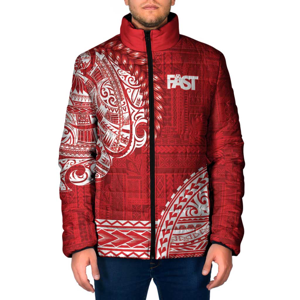 Samoa FAST Padded Jacket Samoan Motif Patterns LT9 Men Red - Polynesian Pride