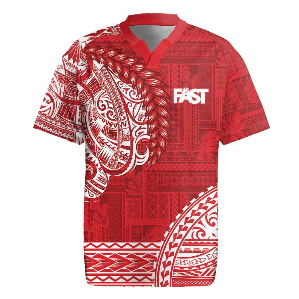 Samoa FAST Rugby Jersey Samoan Motif Patterns LT9 Red - Polynesian Pride