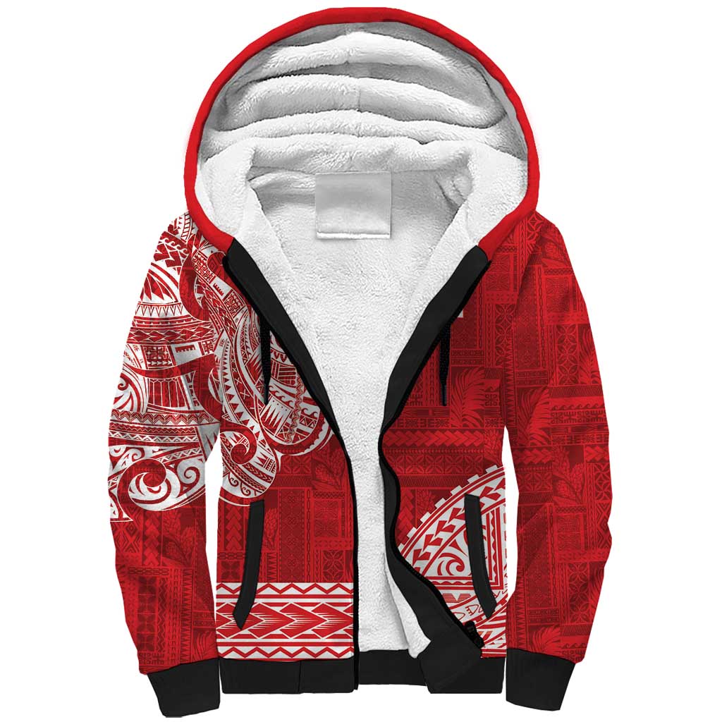 Samoa FAST Sherpa Hoodie Samoan Motif Patterns LT9 Unisex Red - Polynesian Pride