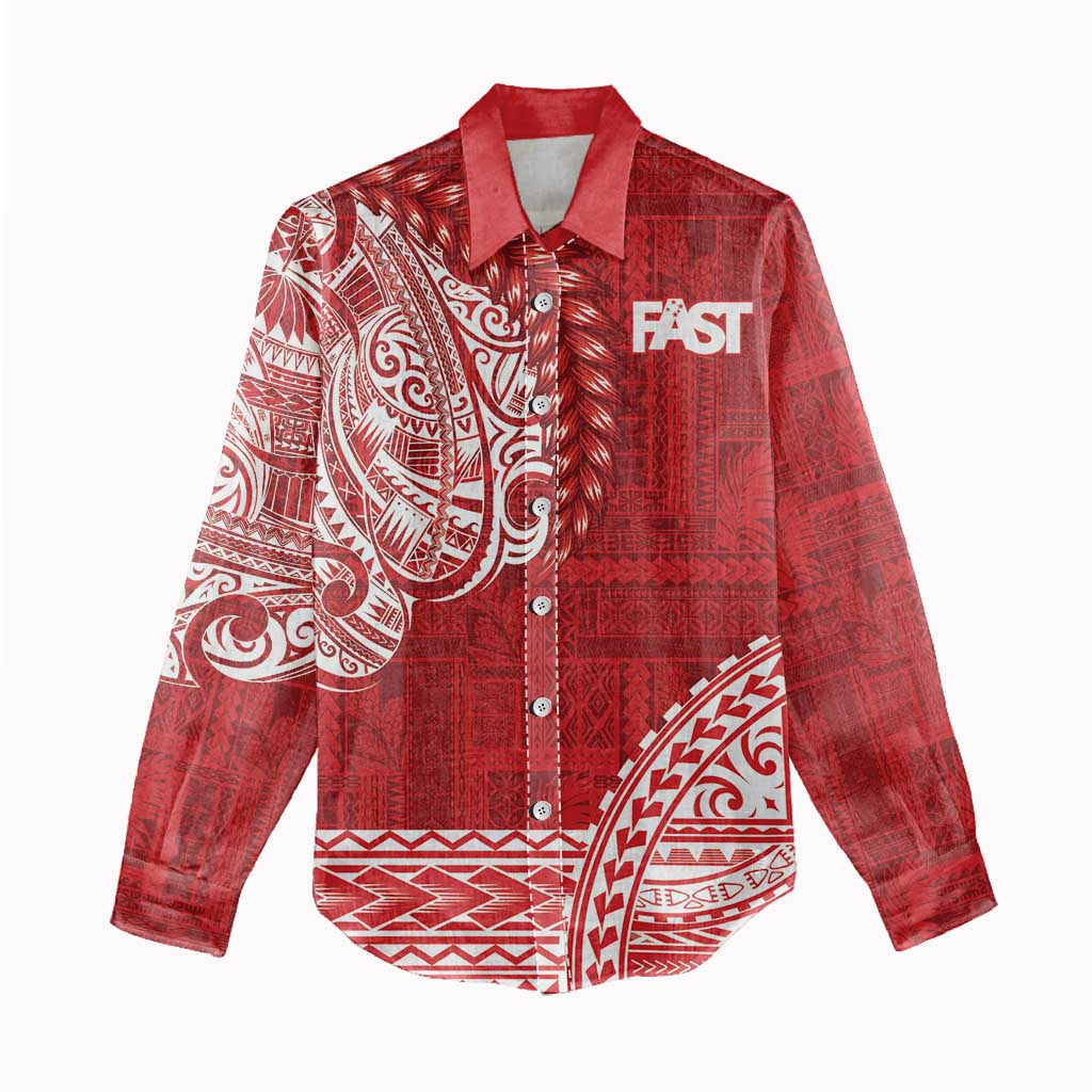 Samoa FAST Women Casual Shirt Samoan Motif Patterns - Polynesian Pride