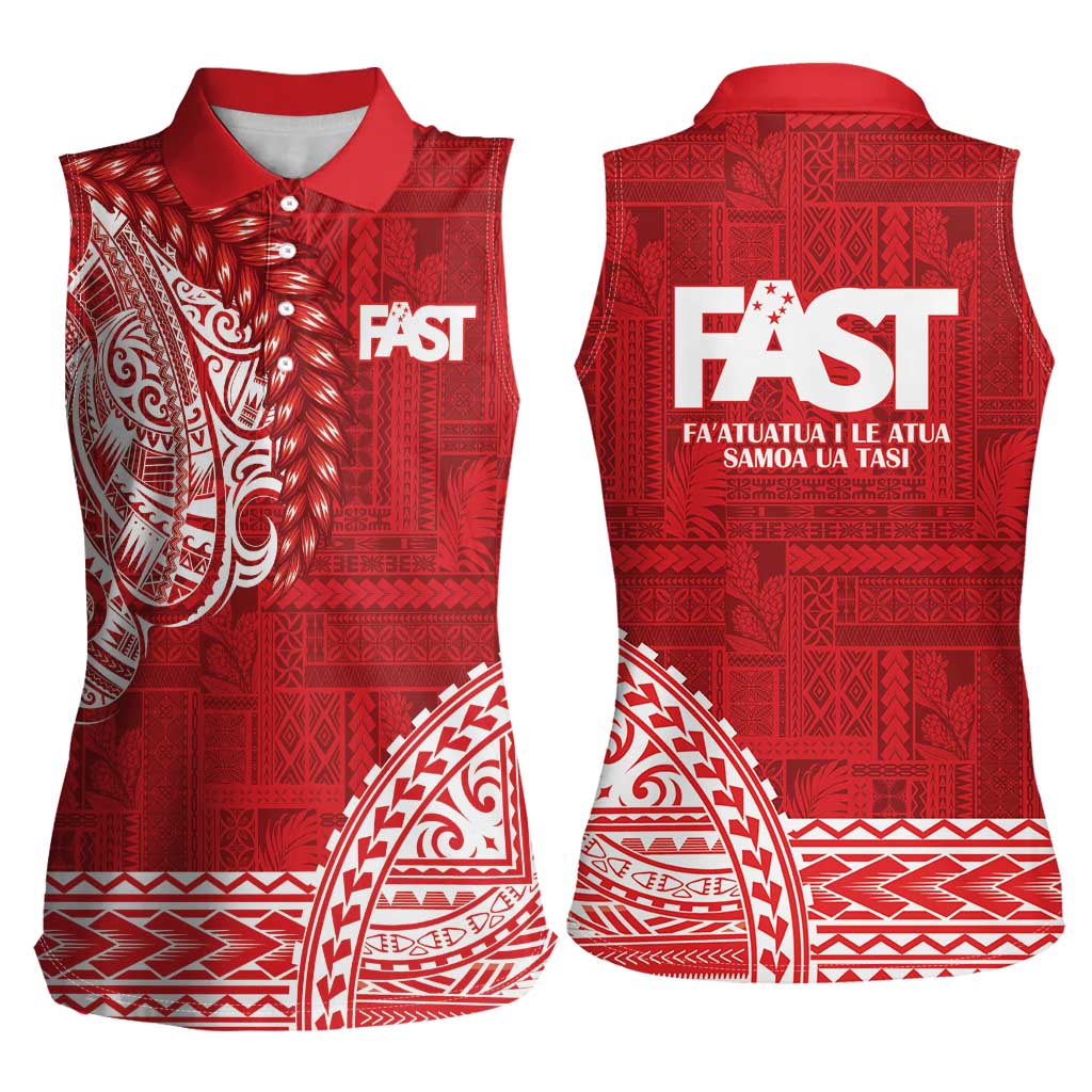 Samoa FAST Women Sleeveless Polo Shirt Samoan Motif Patterns LT9 - Polynesian Pride