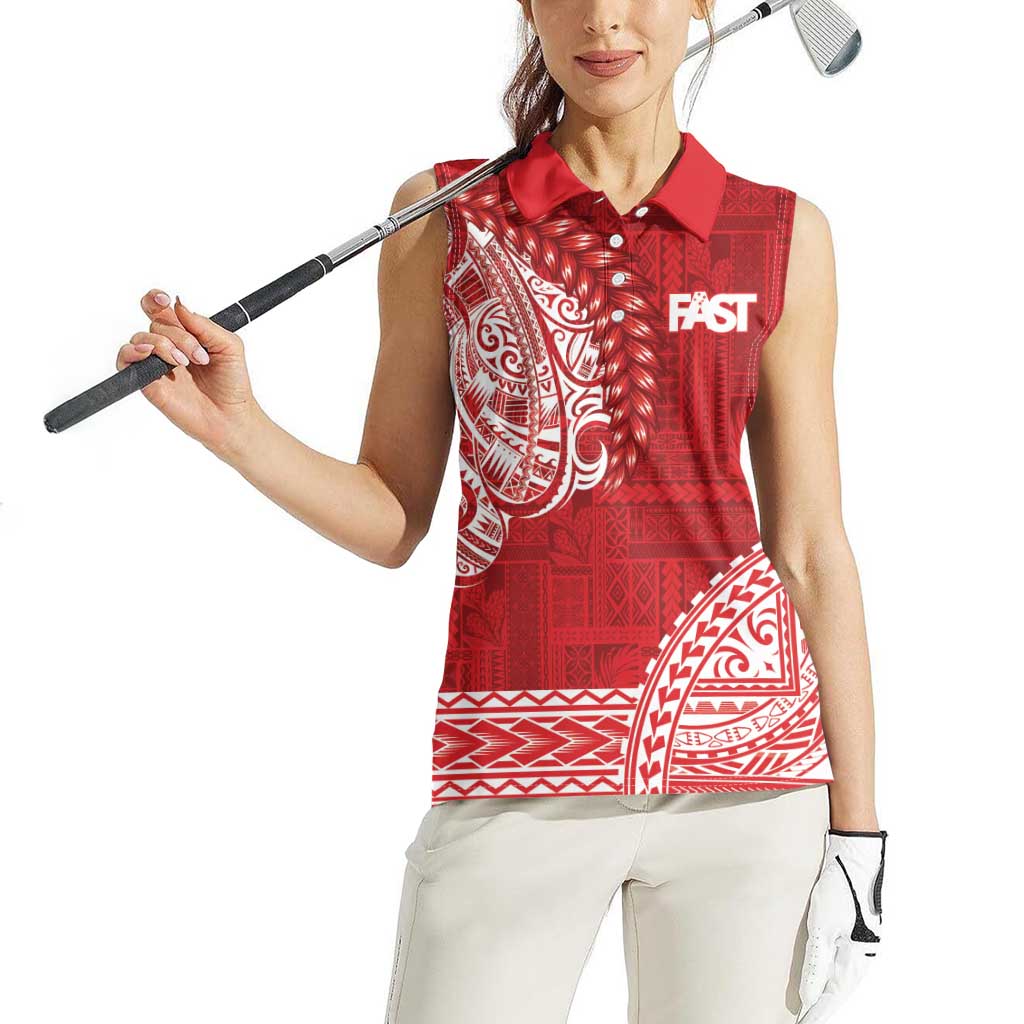 Samoa FAST Women Sleeveless Polo Shirt Samoan Motif Patterns LT9 - Polynesian Pride