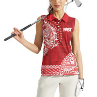 Samoa FAST Women Sleeveless Polo Shirt Samoan Motif Patterns LT9 - Polynesian Pride