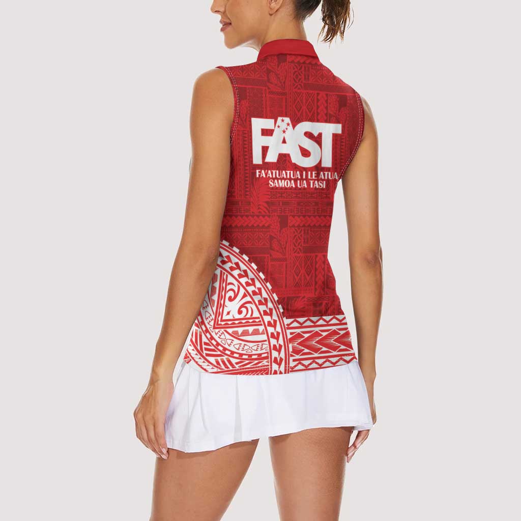 Samoa FAST Women Sleeveless Polo Shirt Samoan Motif Patterns LT9 - Polynesian Pride