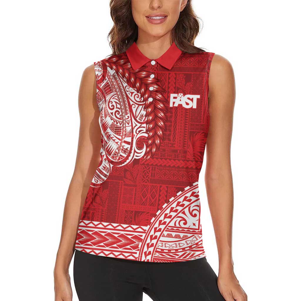 Samoa FAST Women Sleeveless Polo Shirt Samoan Motif Patterns LT9 - Polynesian Pride