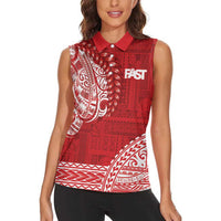 Samoa FAST Women Sleeveless Polo Shirt Samoan Motif Patterns LT9 - Polynesian Pride