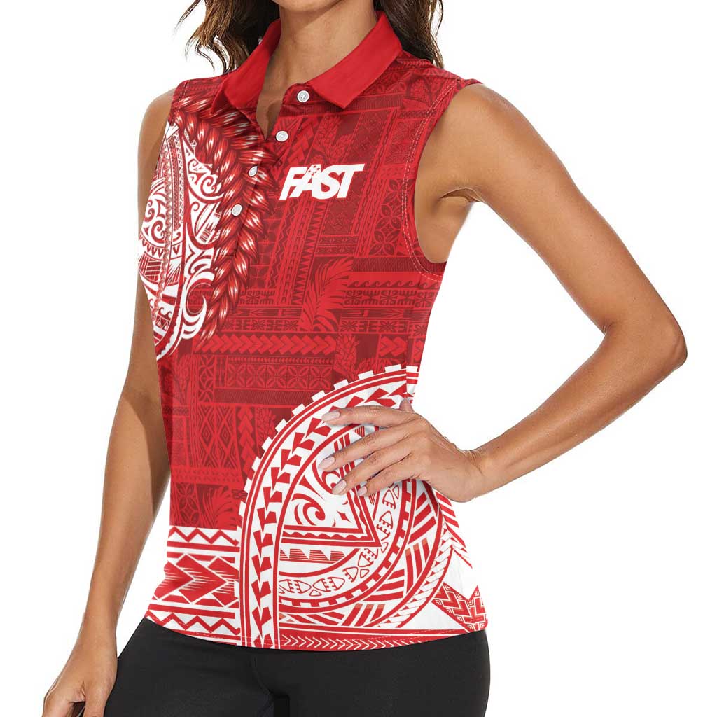 Samoa FAST Women Sleeveless Polo Shirt Samoan Motif Patterns LT9 - Polynesian Pride