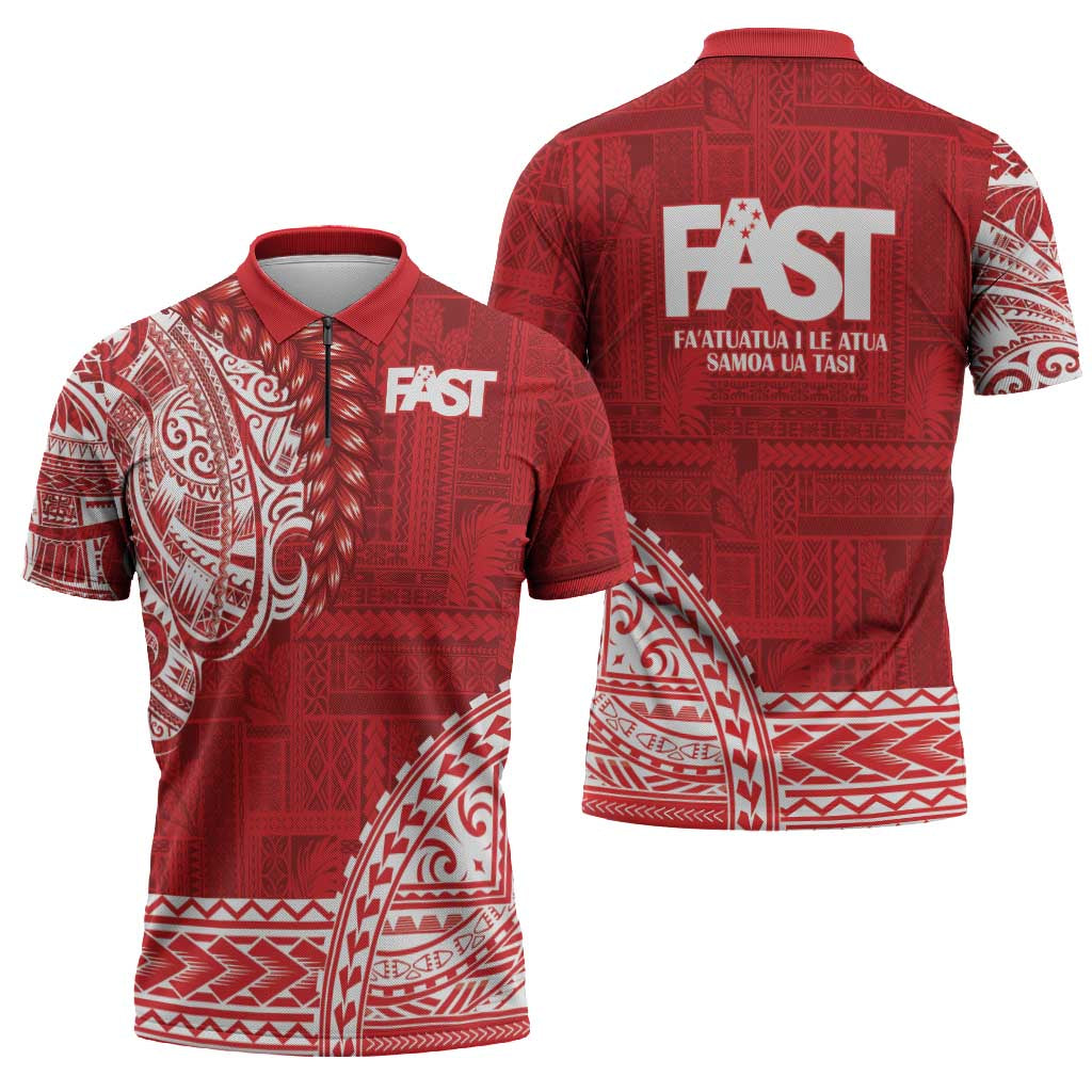 Samoa FAST Zipper Polo Shirt Samoan Motif Patterns LT9 - Polynesian Pride