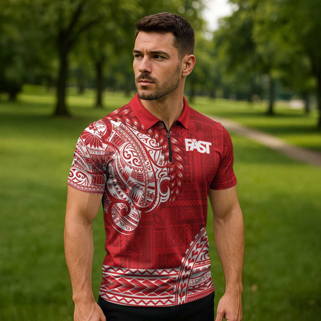 Samoa FAST Zipper Polo Shirt Samoan Motif Patterns LT9 - Polynesian Pride