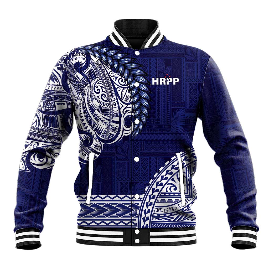 Samoa HRPP Baseball Jacket Samoan Motif Patterns LT9 Unisex Blue - Polynesian Pride