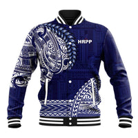 Samoa HRPP Baseball Jacket Samoan Motif Patterns LT9 Unisex Blue - Polynesian Pride