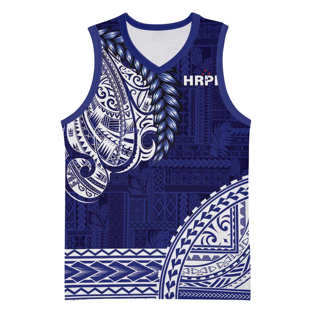 Samoa HRPP Basketball Jersey Samoan Motif Patterns LT9 Unisex Blue - Polynesian Pride