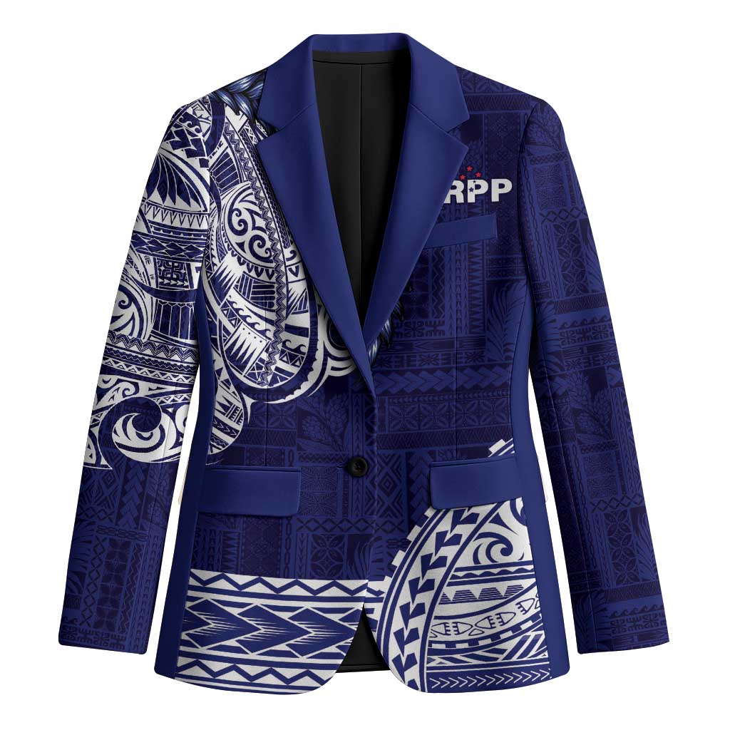 Samoa HRPP Blazer Samoan Motif Patterns LT9 Unisex Blue - Polynesian Pride