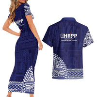 Samoa HRPP Couples Matching Short Sleeve Bodycon Dress and Hawaiian Shirt Samoan Motif Patterns - Polynesian Pride