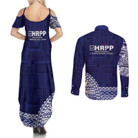 Samoa HRPP Couples Matching Summer Maxi Dress and Long Sleeve Button Shirt Samoan Motif Patterns LT9 - Polynesian Pride