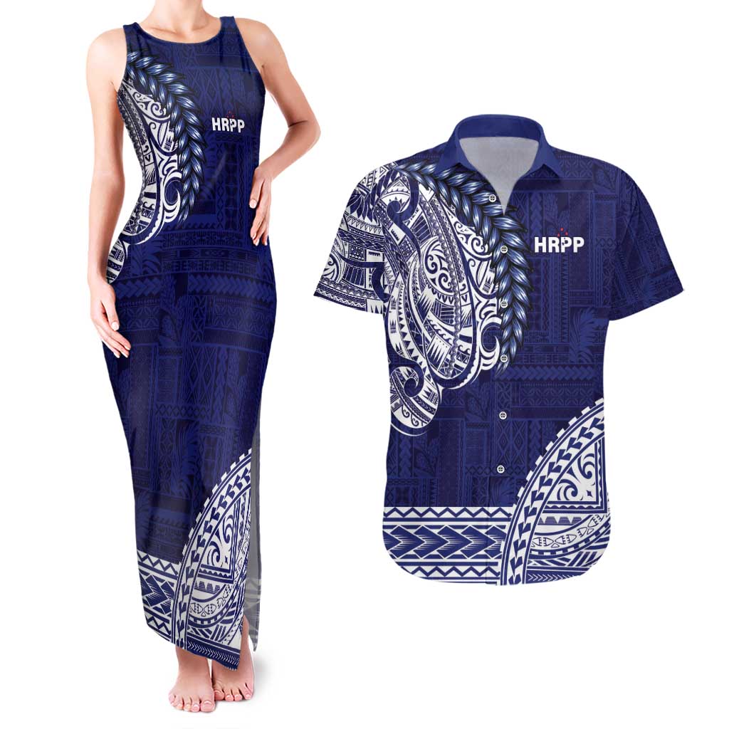 Samoa HRPP Couples Matching Tank Maxi Dress and Hawaiian Shirt Samoan Motif Patterns - Polynesian Pride