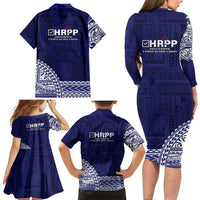 Samoa HRPP Family Matching Long Sleeve Bodycon Dress and Hawaiian Shirt Samoan Motif Patterns - Polynesian Pride