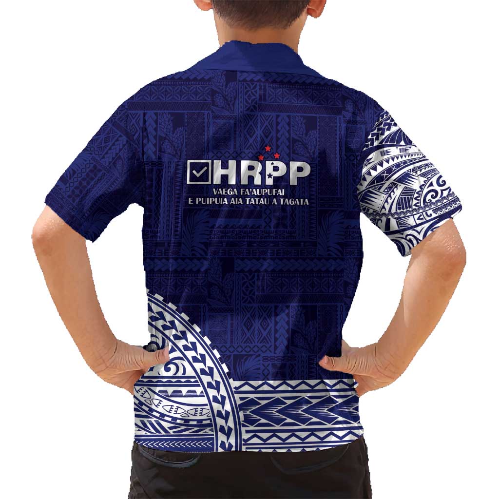 Samoa HRPP Family Matching Off Shoulder Short Dress and Hawaiian Shirt Samoan Motif Patterns - Polynesian Pride