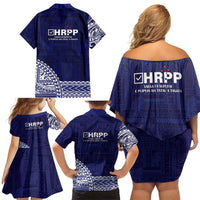 Samoa HRPP Family Matching Off Shoulder Short Dress and Hawaiian Shirt Samoan Motif Patterns - Polynesian Pride