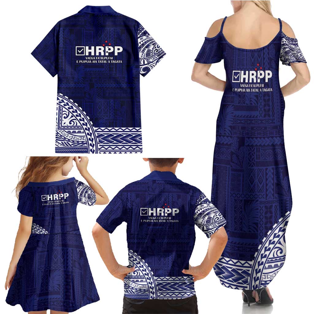 Samoa HRPP Family Matching Summer Maxi Dress and Hawaiian Shirt Samoan Motif Patterns - Polynesian Pride