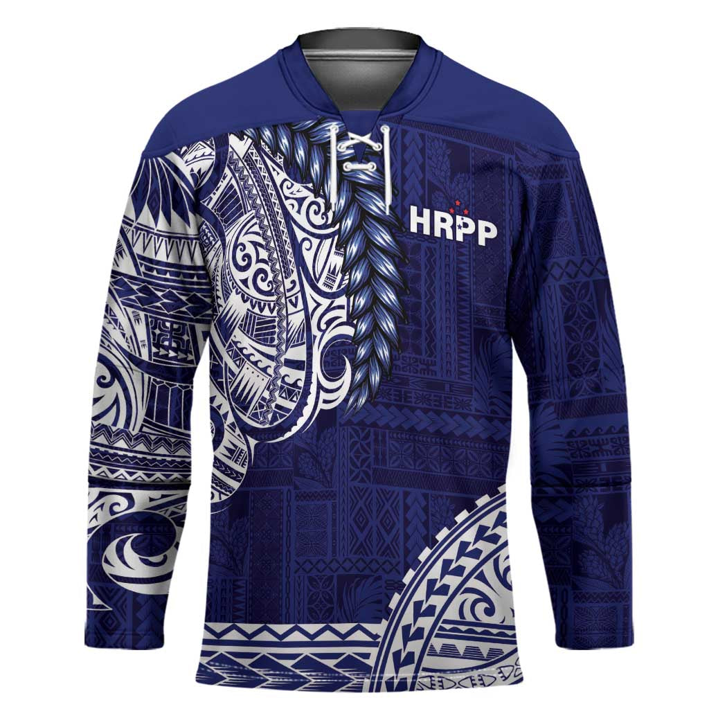 Samoa HRPP Hockey Jersey Samoan Motif Patterns LT9 Unisex Blue - Polynesian Pride