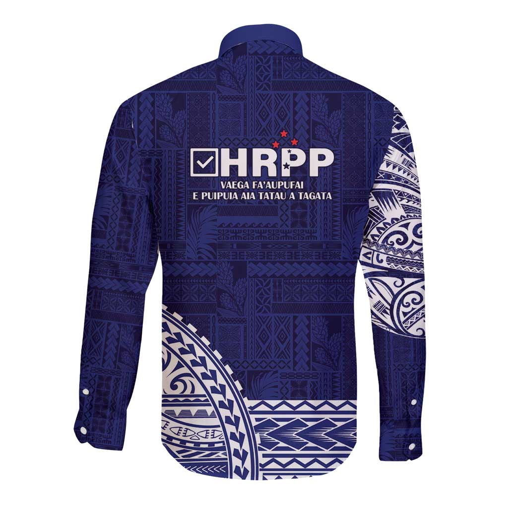 Samoa HRPP Long Sleeve Button Shirt Samoan Motif Patterns LT9 - Polynesian Pride