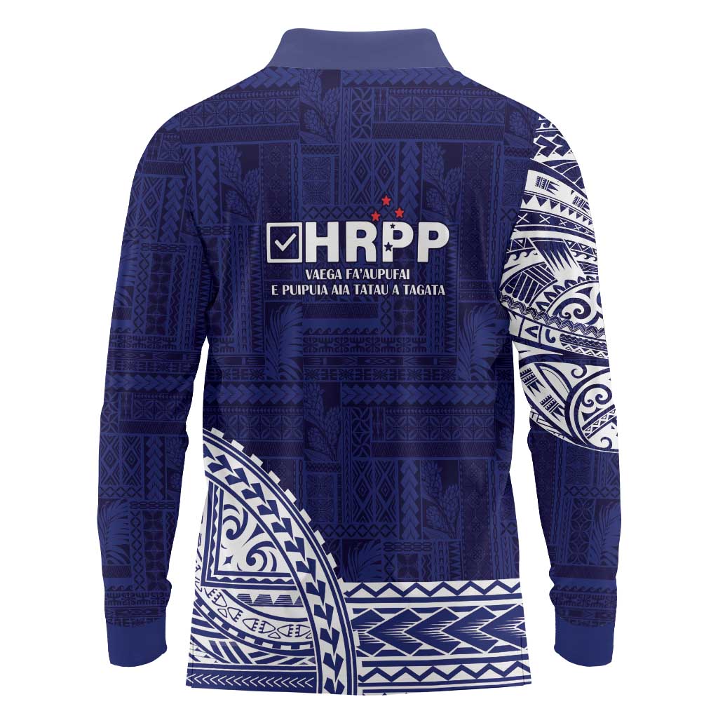 Samoa HRPP Long Sleeve Polo Shirt Samoan Motif Patterns LT9 - Polynesian Pride