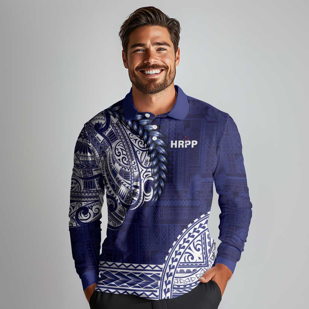 Samoa HRPP Long Sleeve Polo Shirt Samoan Motif Patterns LT9 - Polynesian Pride