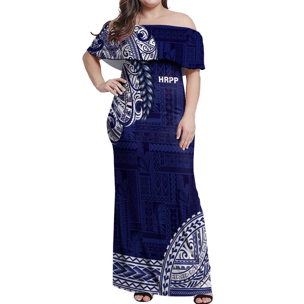 Samoa HRPP Off Shoulder Maxi Dress Samoan Motif Patterns - Polynesian Pride