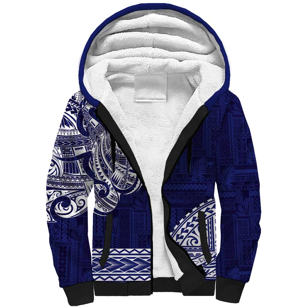 Samoa HRPP Sherpa Hoodie Samoan Motif Patterns LT9 Unisex Blue - Polynesian Pride