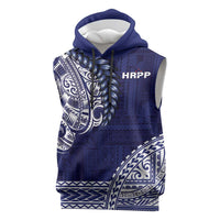 Samoa HRPP Sleeveless Hoodie Samoan Motif Patterns LT9 Blue - Polynesian Pride