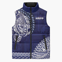 Samoa HRPP Sleeveless Puffer Jacket Samoan Motif Patterns LT9 Unisex Blue - Polynesian Pride