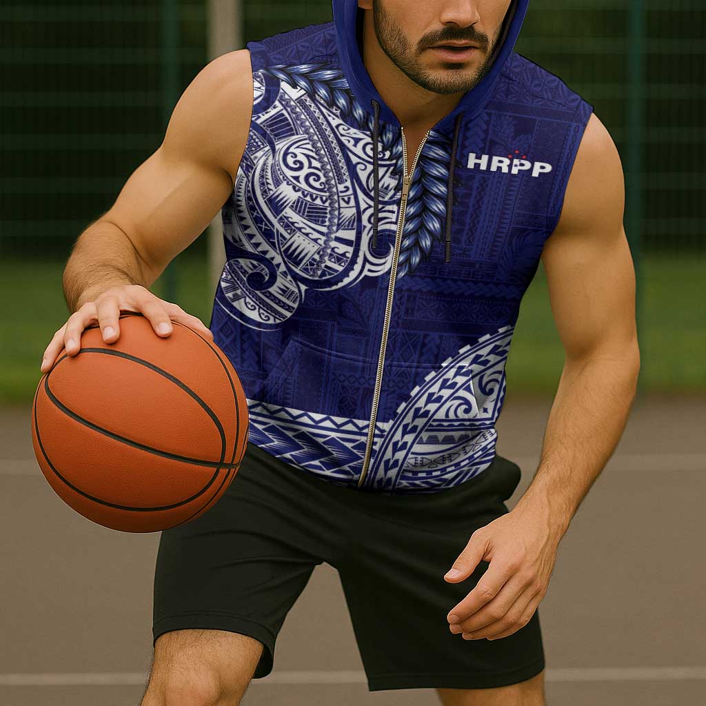 Samoa HRPP Sleeveless Zip Hoodie Samoan Motif Patterns - Polynesian Pride