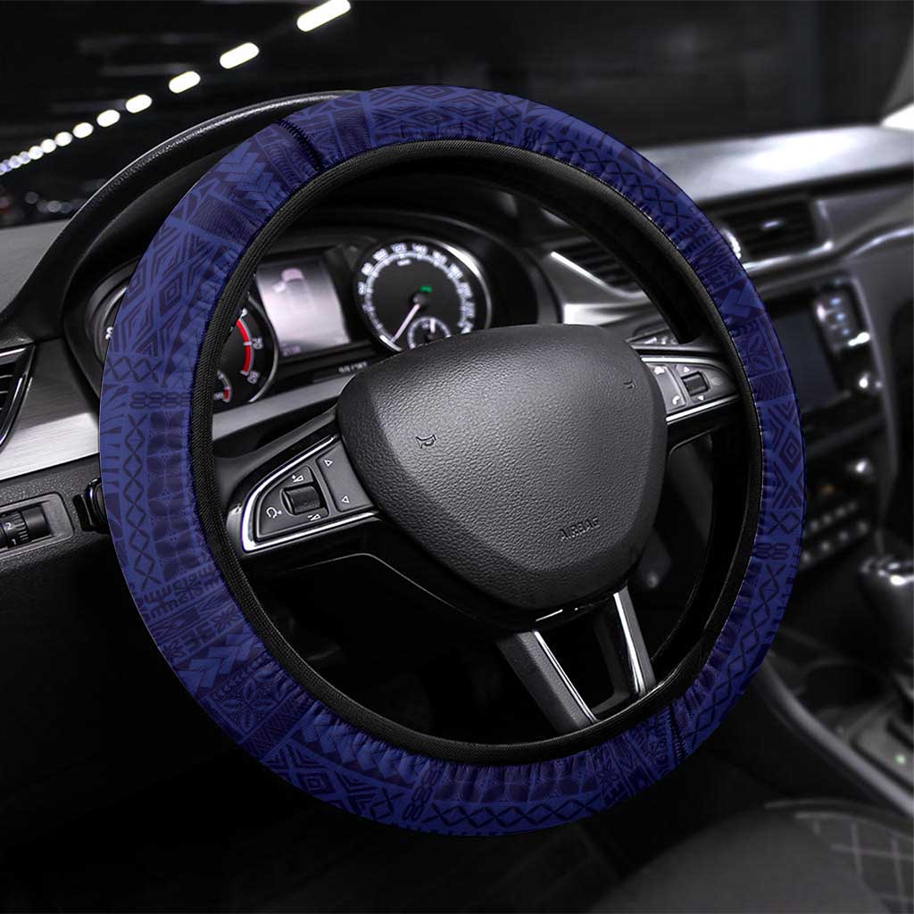 Samoa HRPP Steering Wheel Cover Samoan Motif Patterns LT9 Universal Fit Blue - Polynesian Pride