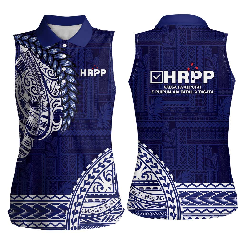 Samoa HRPP Women Sleeveless Polo Shirt Samoan Motif Patterns LT9 - Polynesian Pride