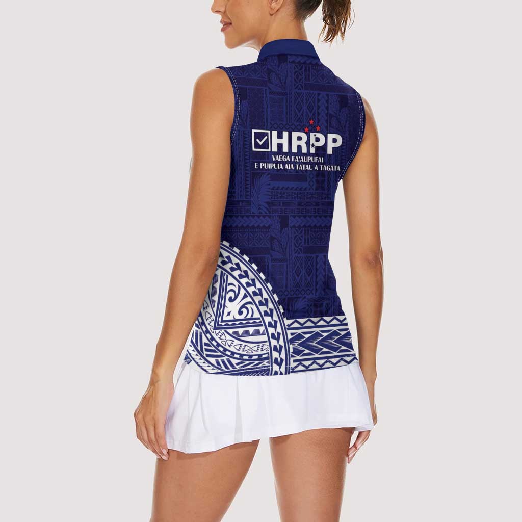 Samoa HRPP Women Sleeveless Polo Shirt Samoan Motif Patterns LT9 - Polynesian Pride