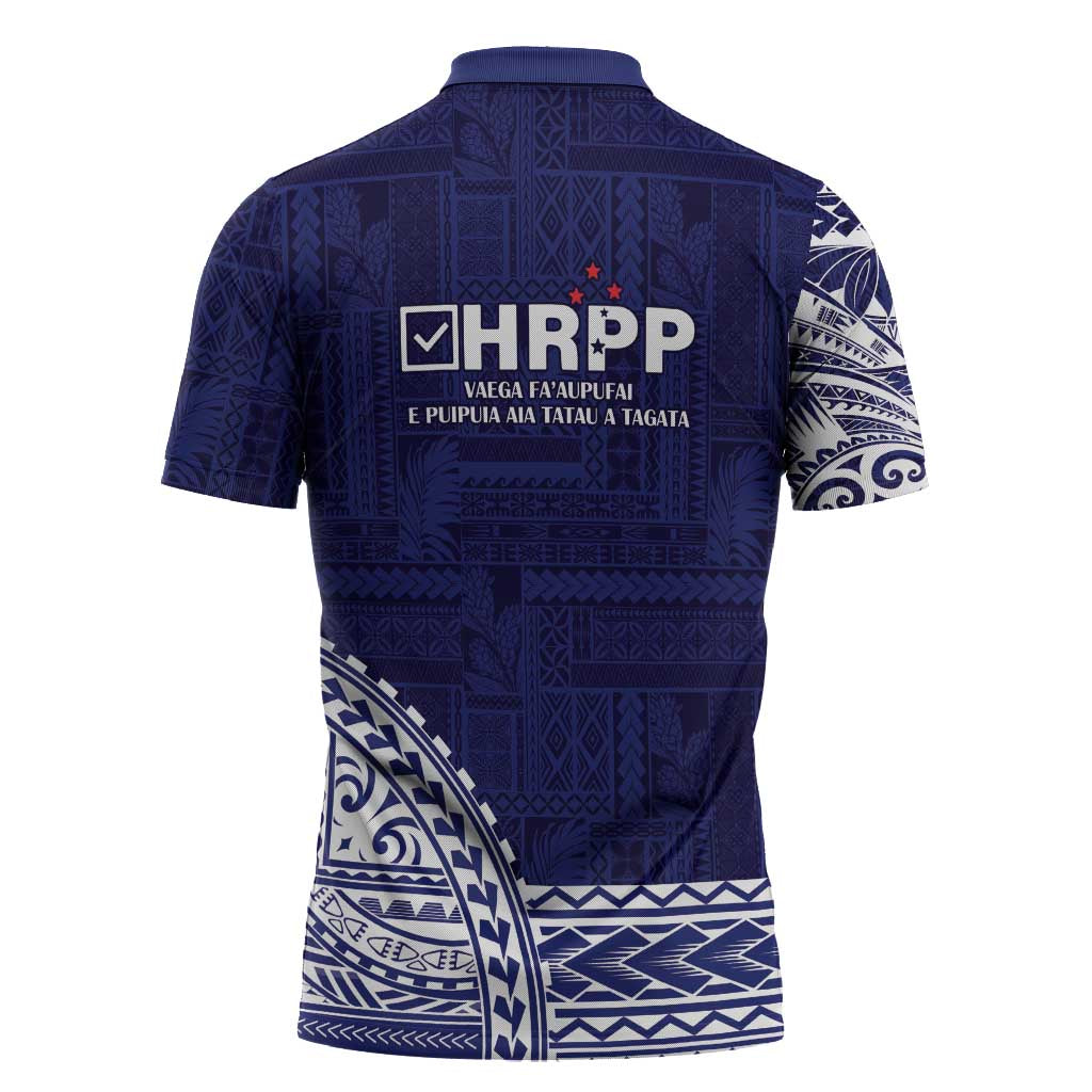 Samoa HRPP Zipper Polo Shirt Samoan Motif Patterns LT9 - Polynesian Pride