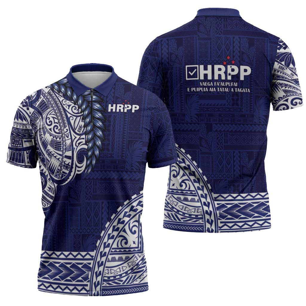 Samoa HRPP Zipper Polo Shirt Samoan Motif Patterns LT9 - Polynesian Pride